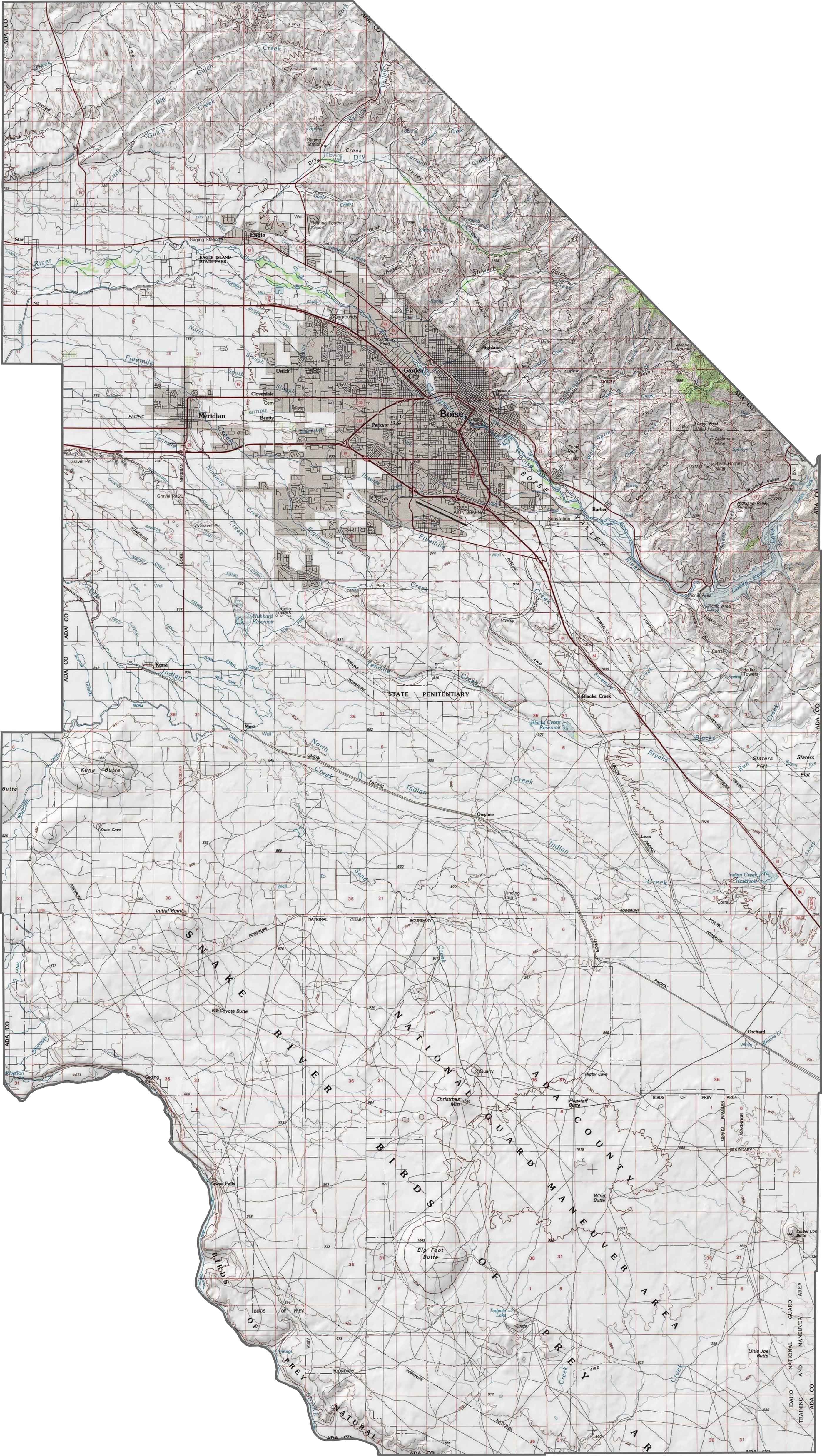 Ada County Topographic Map Idaho