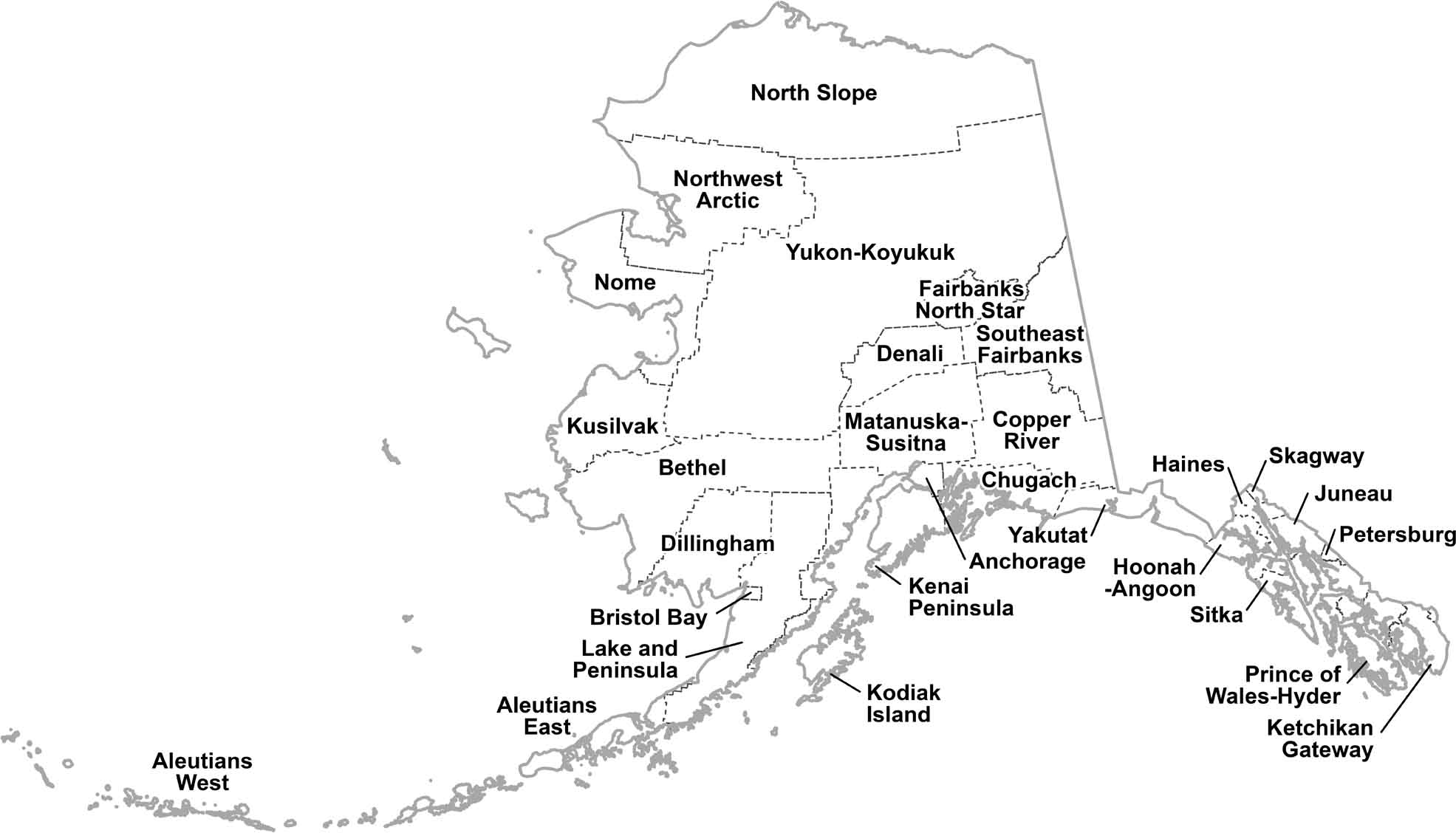 Alaska Simple County Map