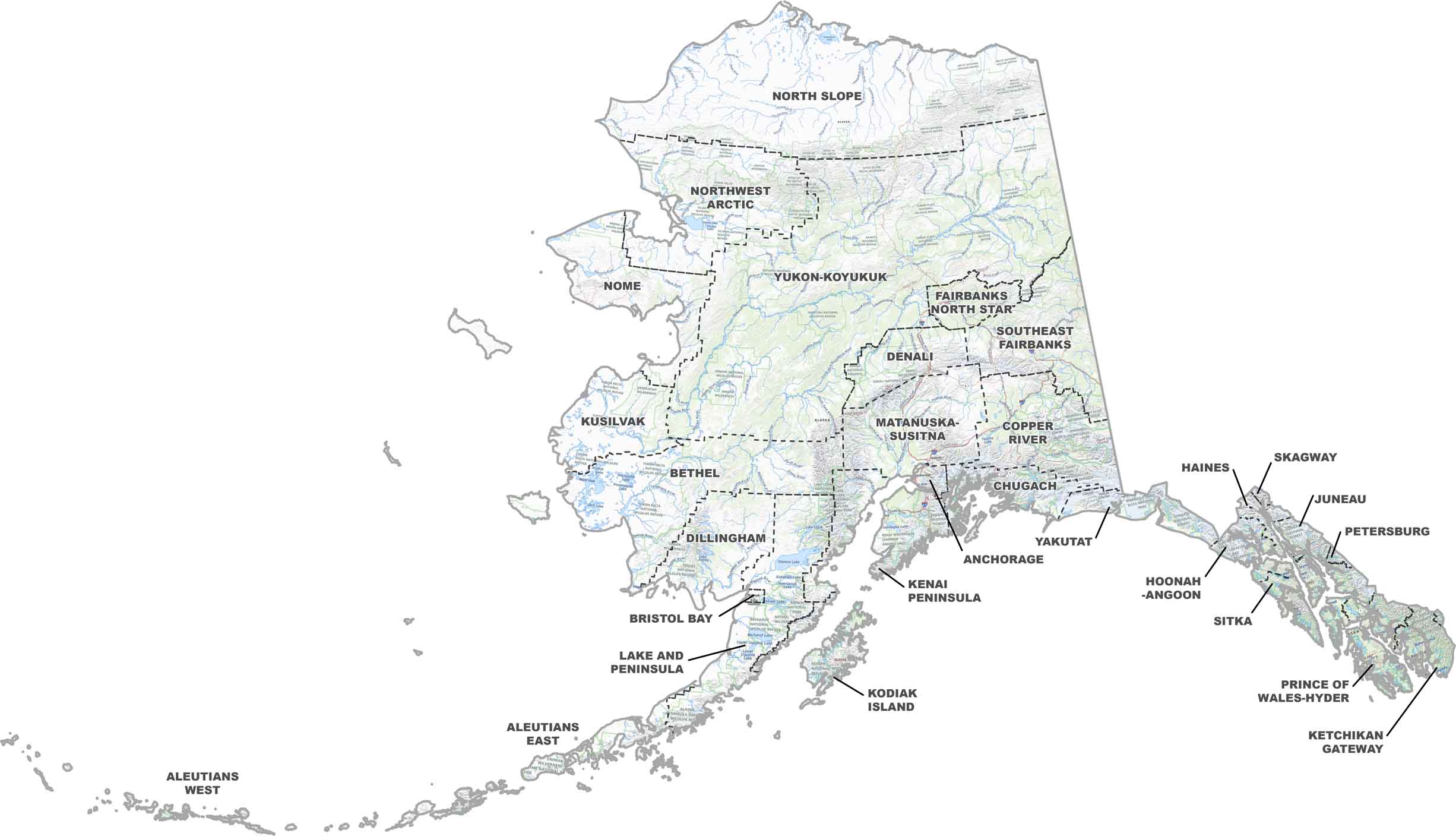 Alaska Topographic County Map