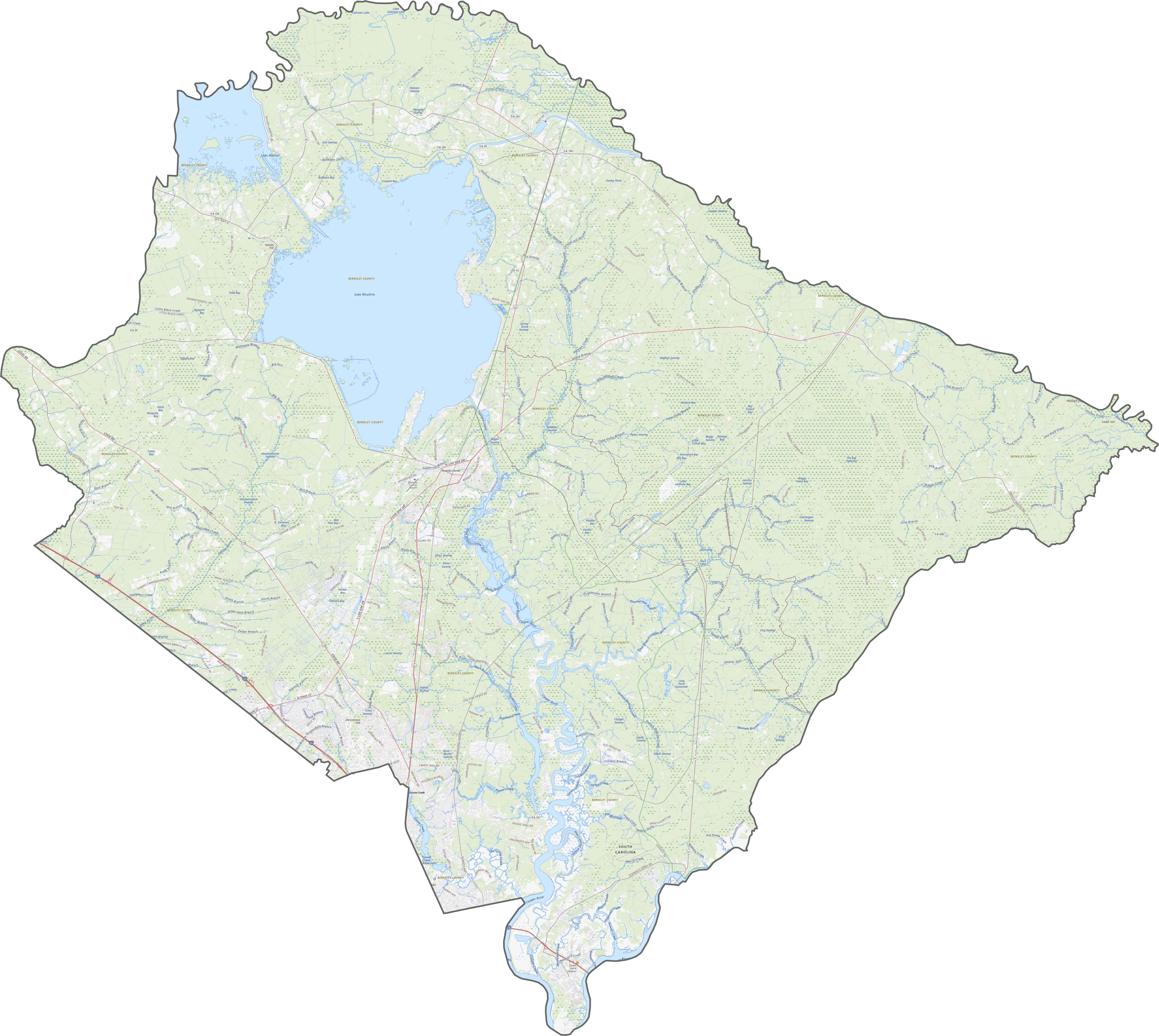 Berkeley County Road Map South Carolina
