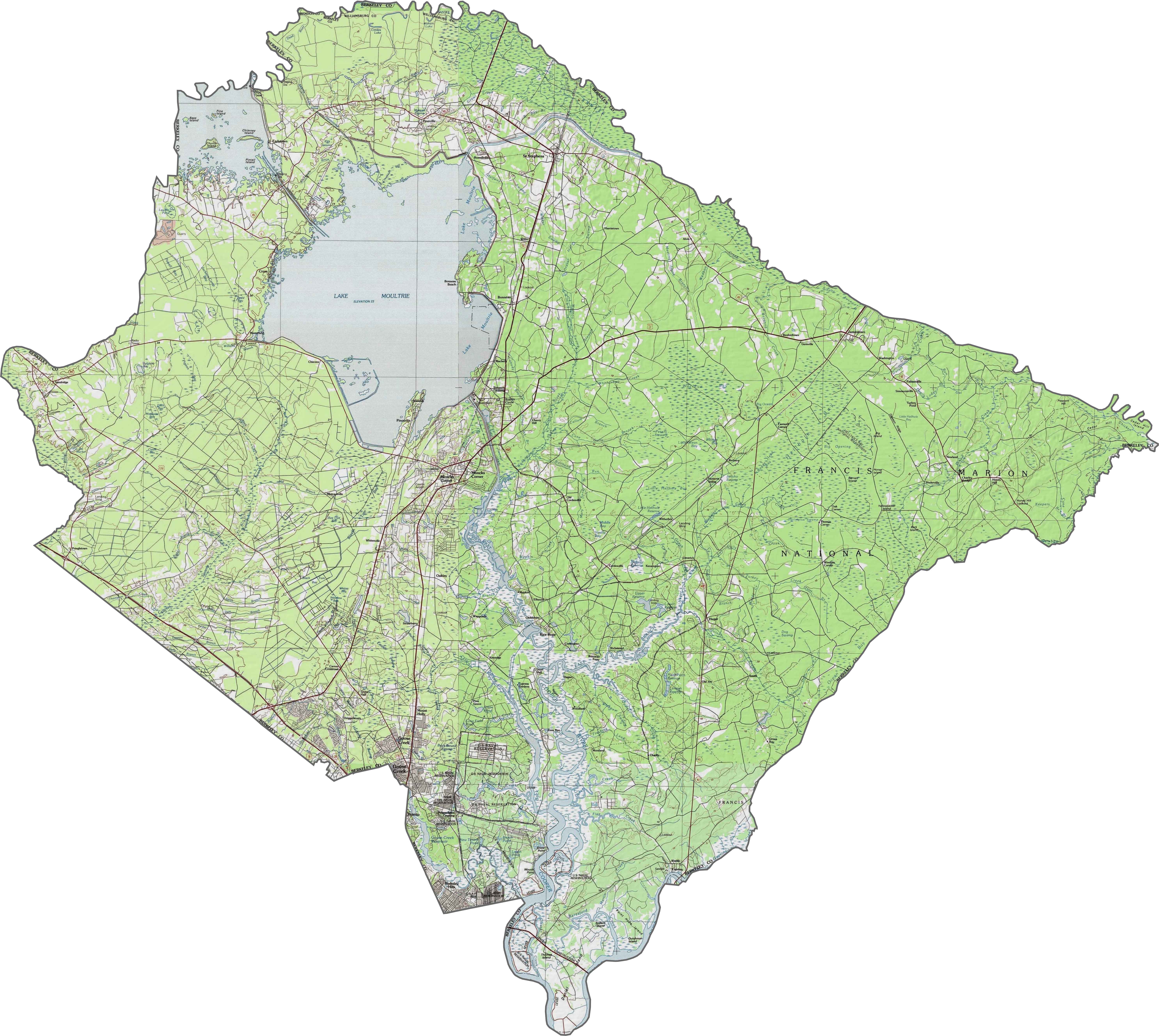 Berkeley County Topographic Map South Carolina