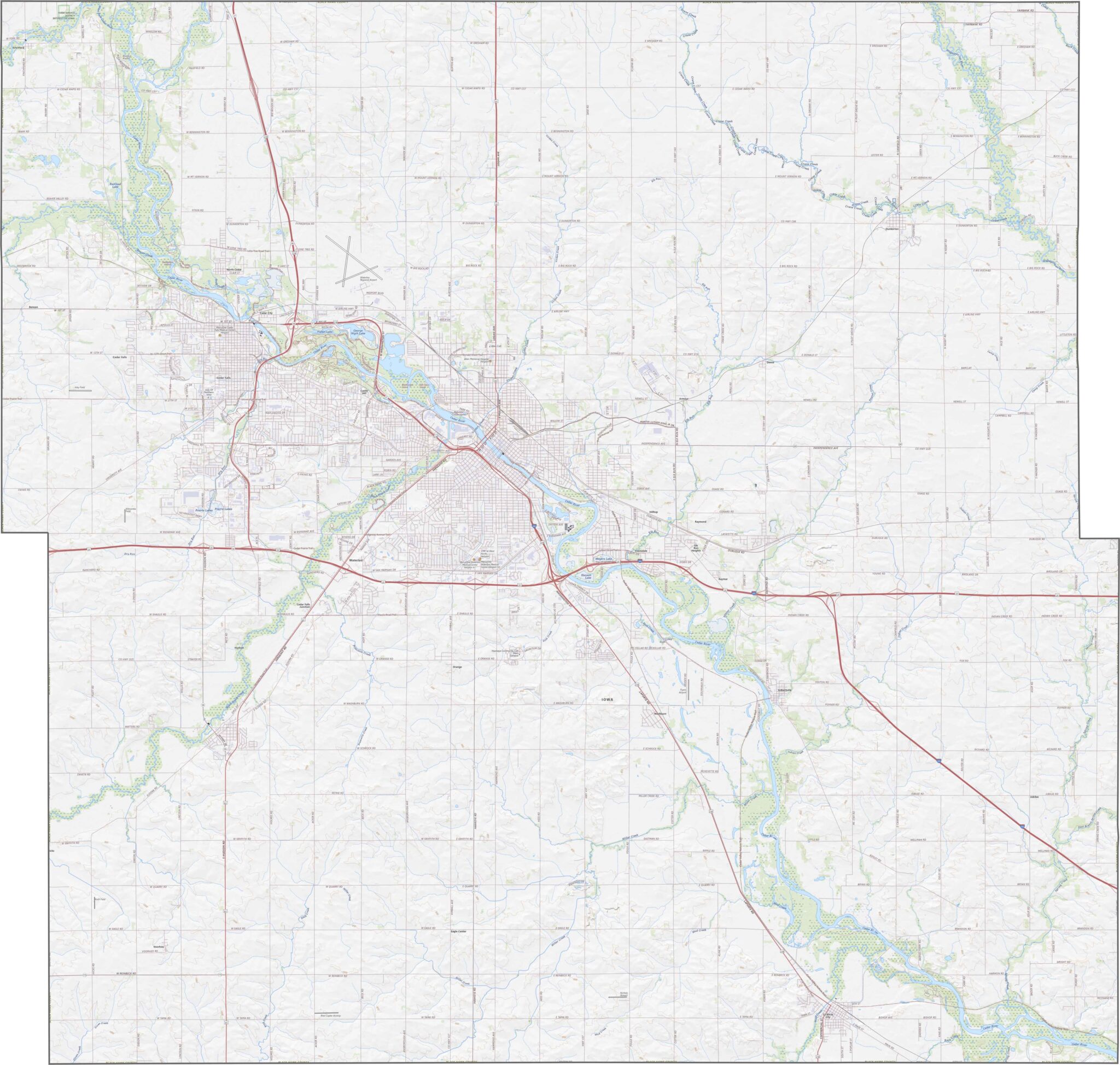 Black Hawk County Map, Iowa - US County Maps