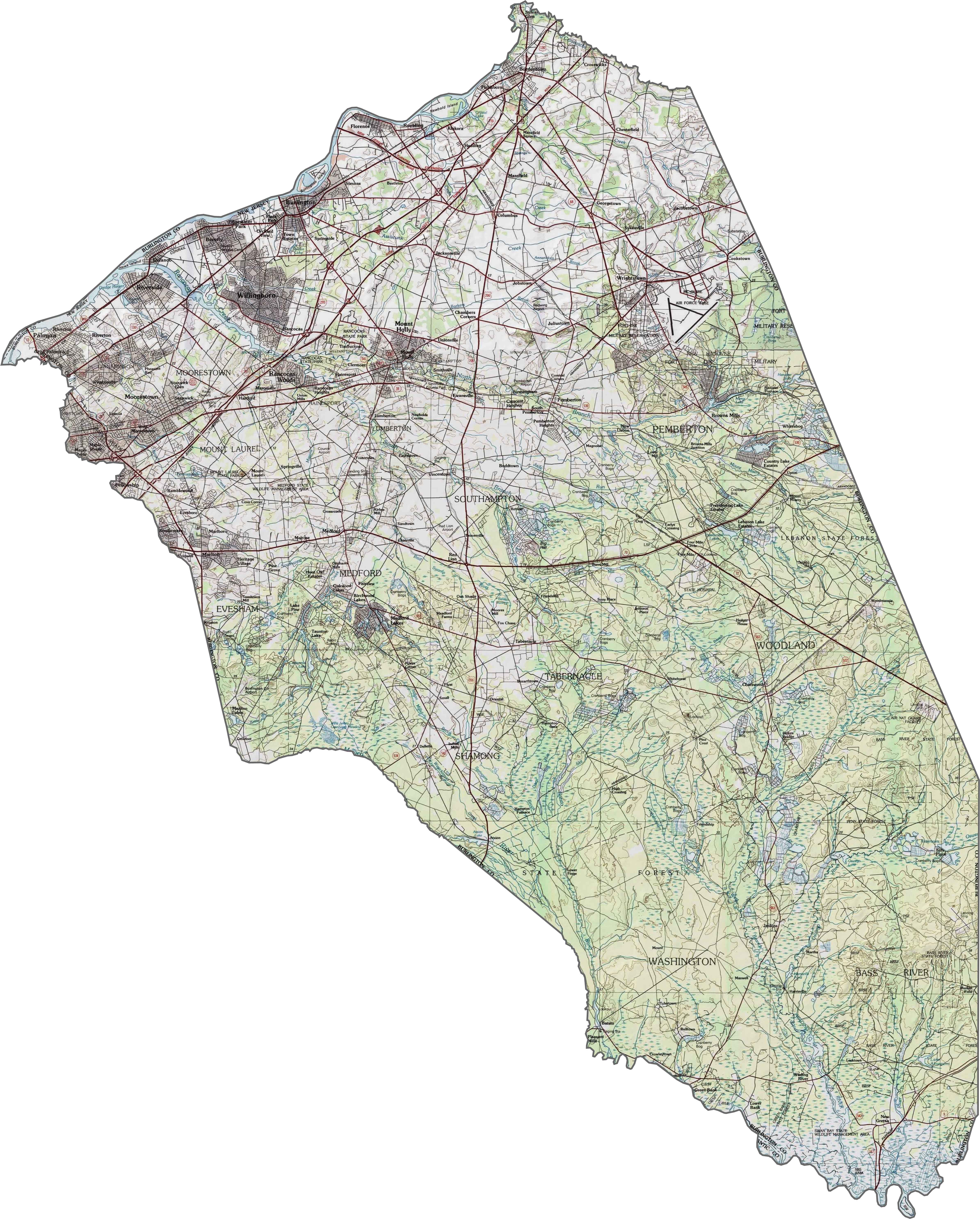 Burlington County Topographic Map New Jersey