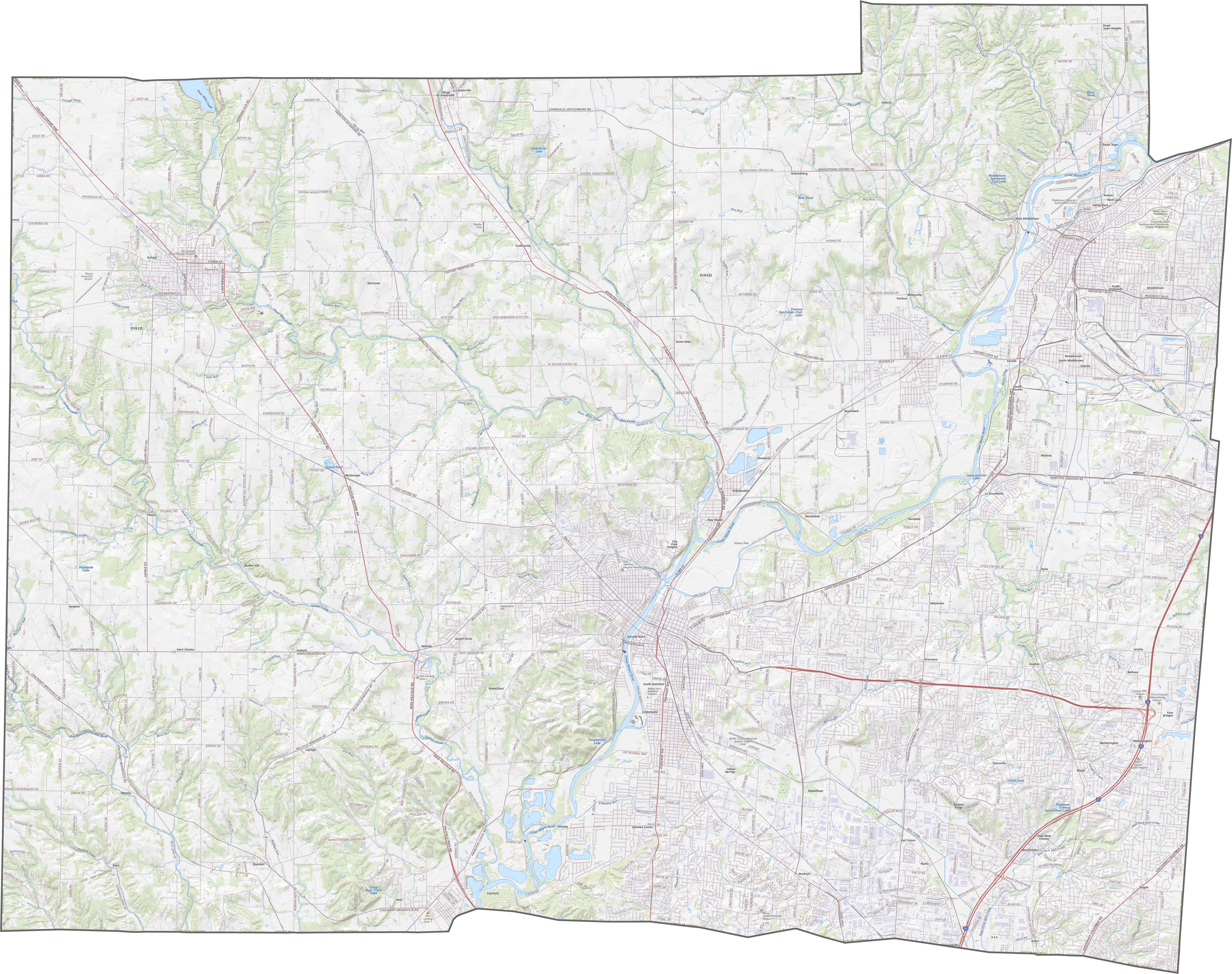 Butler County Road Map Ohio