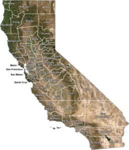 California Satellite County Map