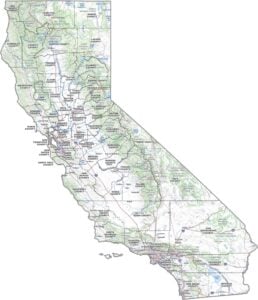California Topographic County Map
