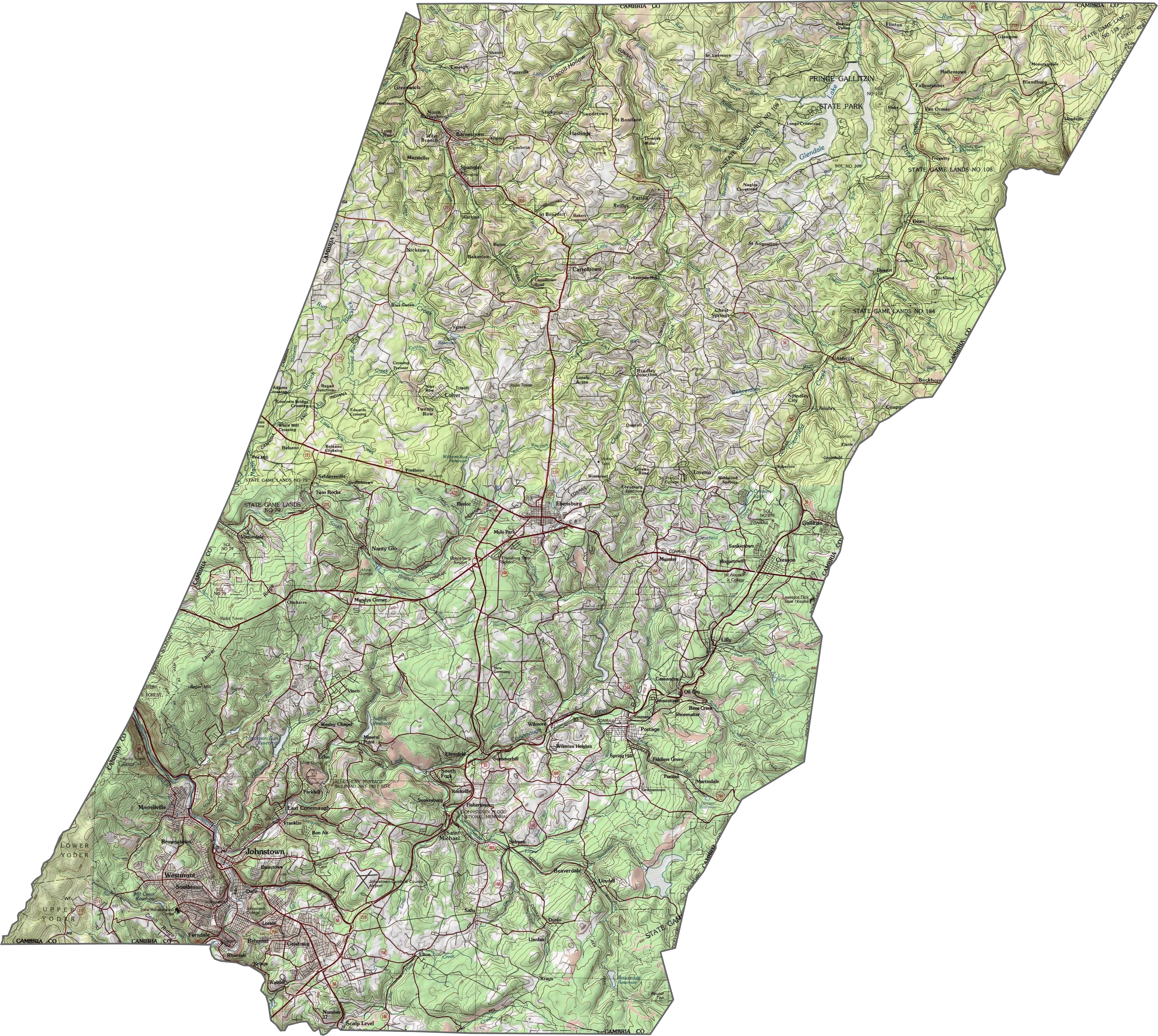 Cambria County Topographic Map Pennsylvania