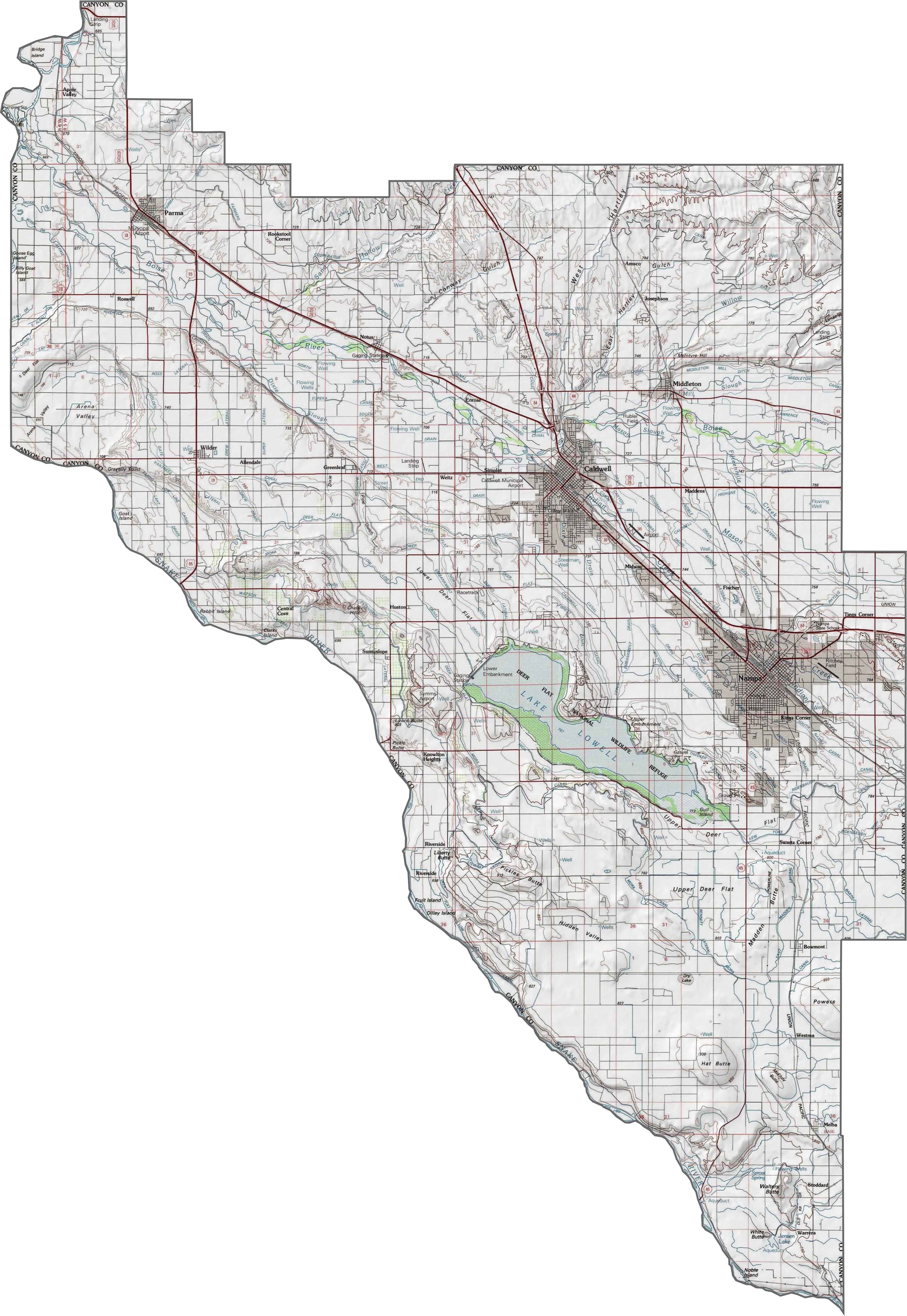 Canyon County Topographic Map Idaho