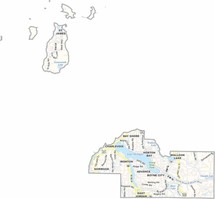 Charlevoix County Map, Michigan - US County Maps