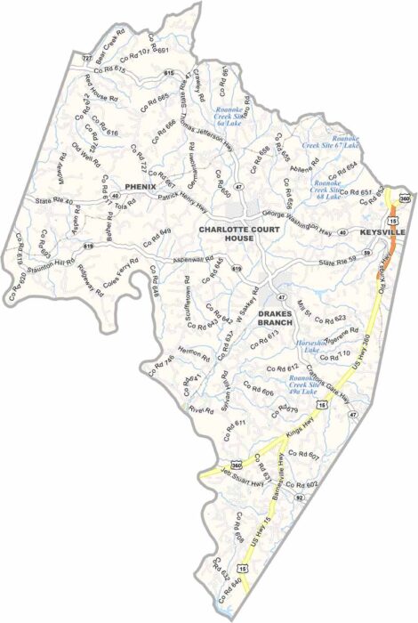 Charlotte County Map, Virginia - US County Maps