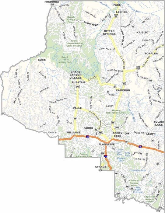 Coconino County Map Arizona
