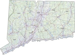 Connecticut Topographic County Map