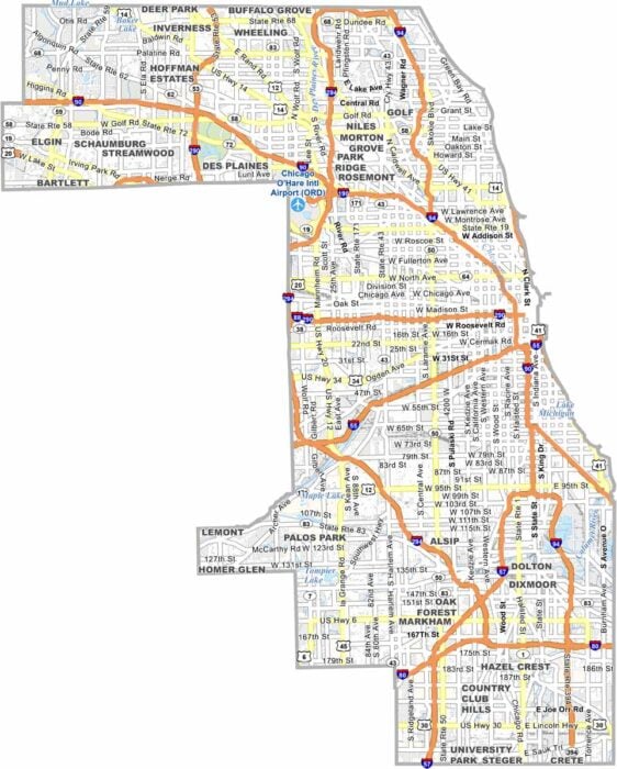 Cook County Map Illinois