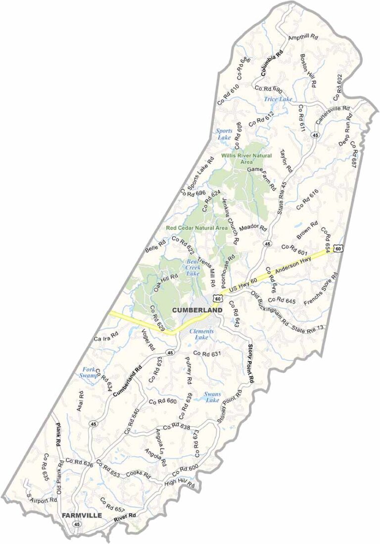 Cumberland County Map Virginia Us County Maps