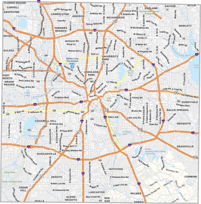 Dallas County Map Texas