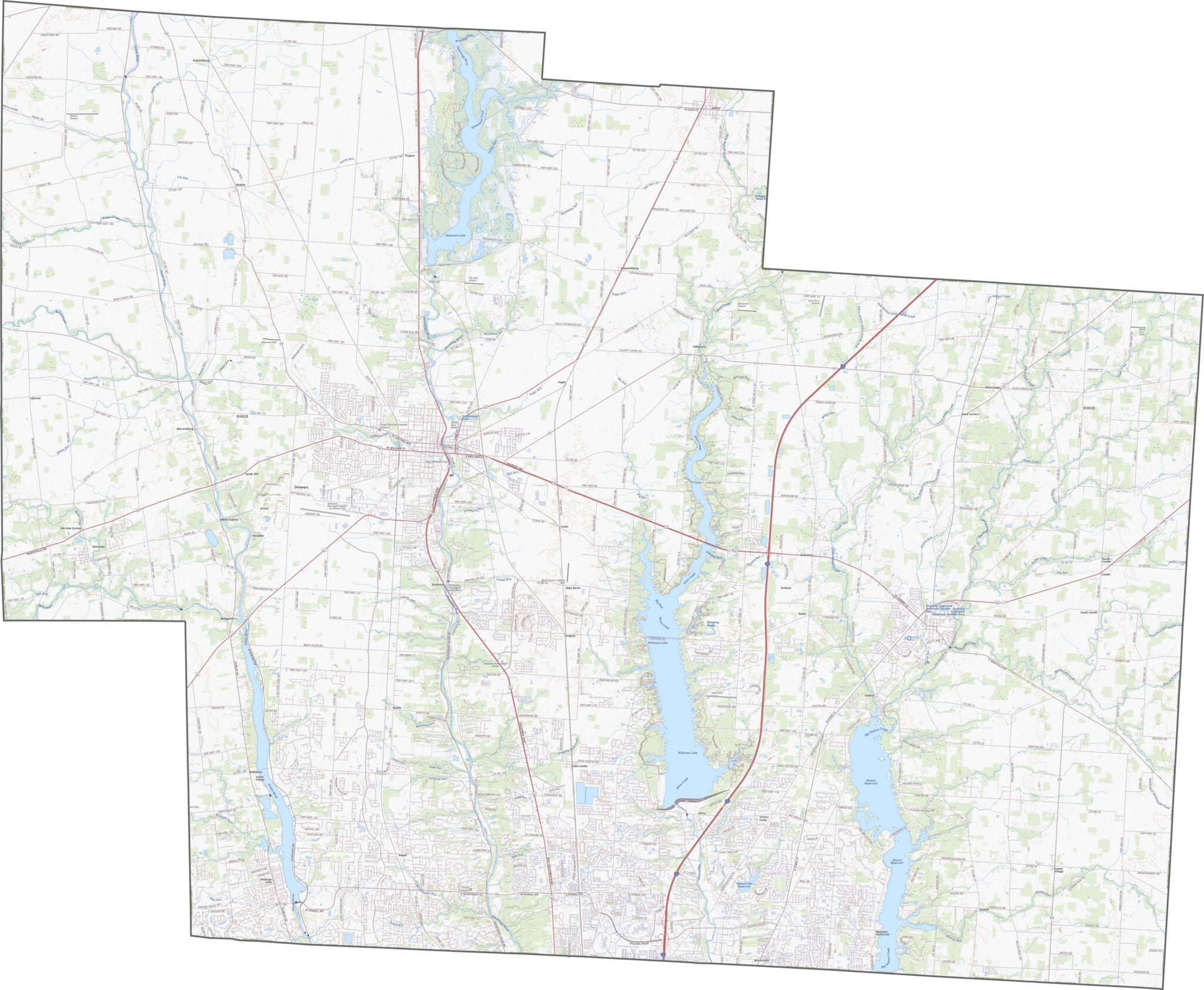 Delaware County Map, Ohio - US County Maps
