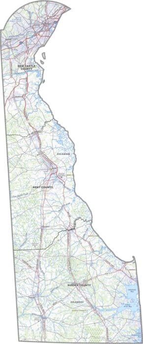 Delaware Topographic County Map
