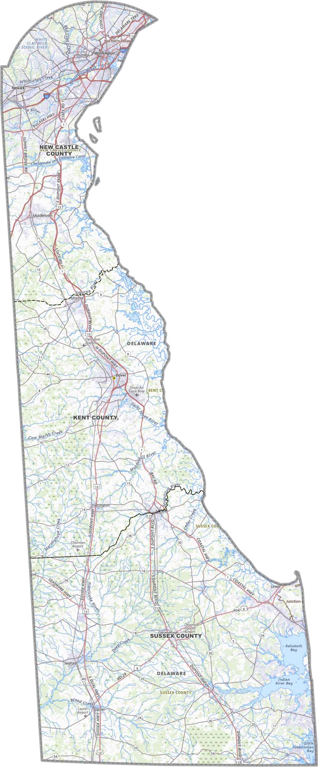 Delaware Topographic County Map