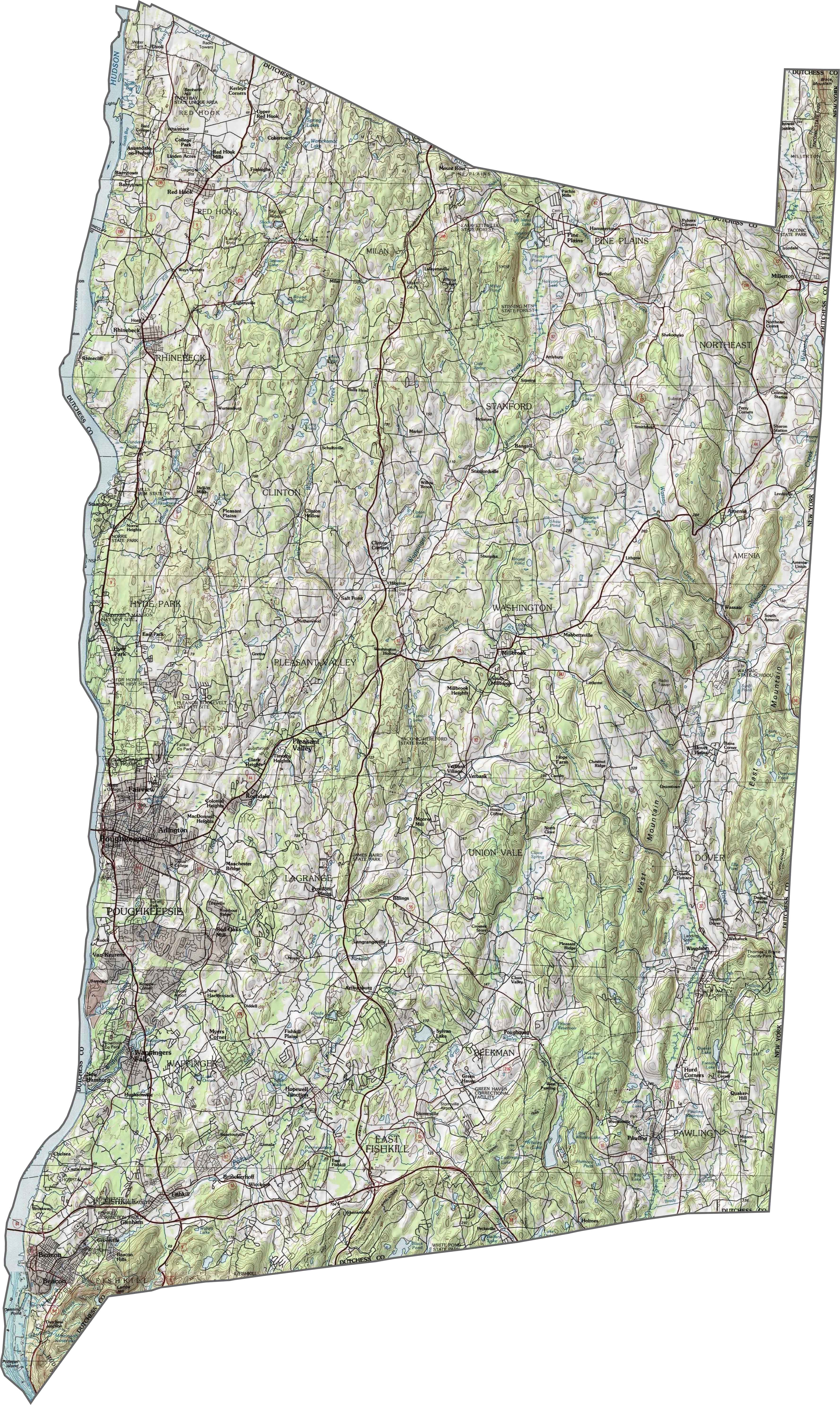 Dutchess County Topographic Map New York