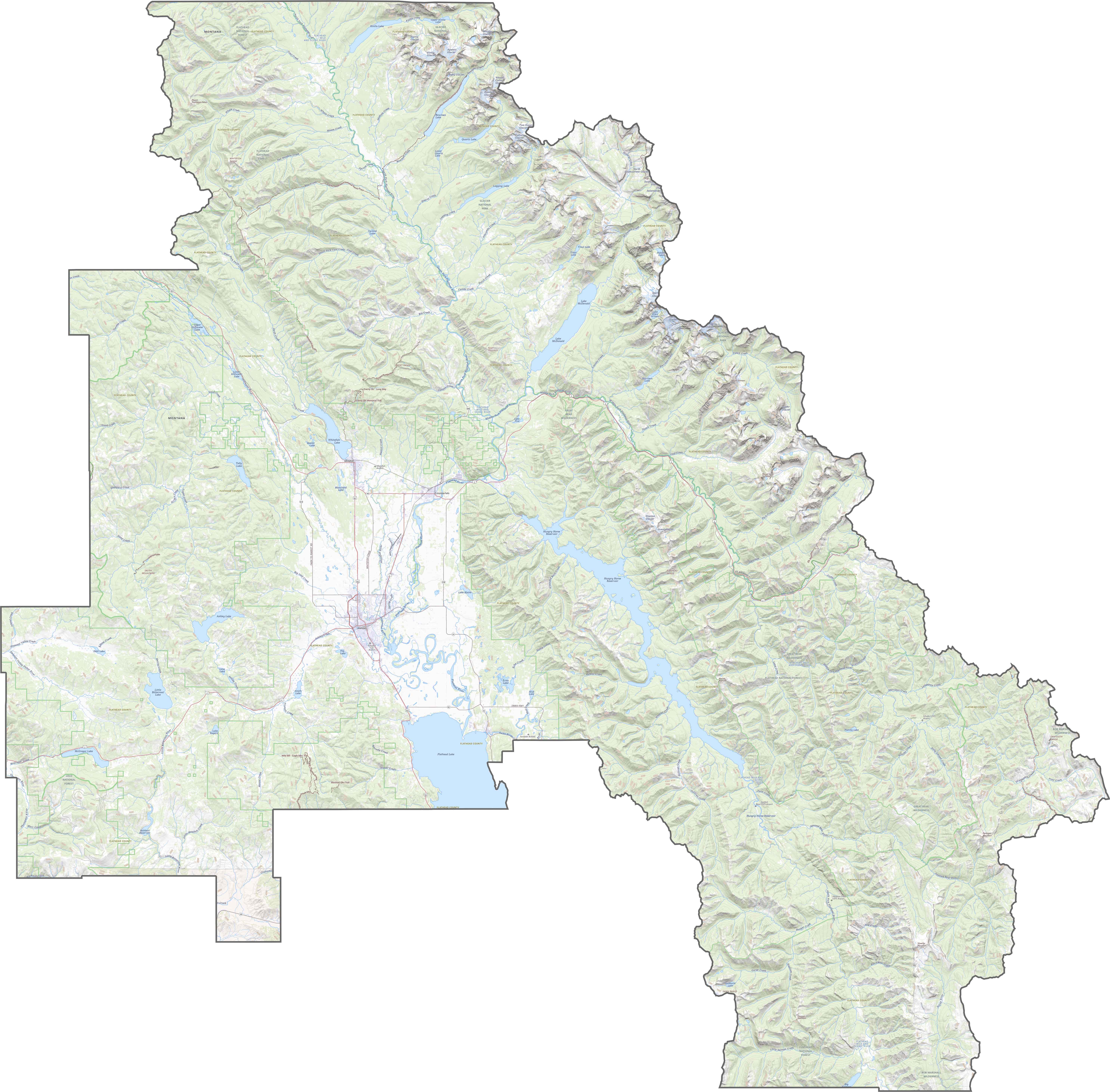 Flathead County Road Map Montana