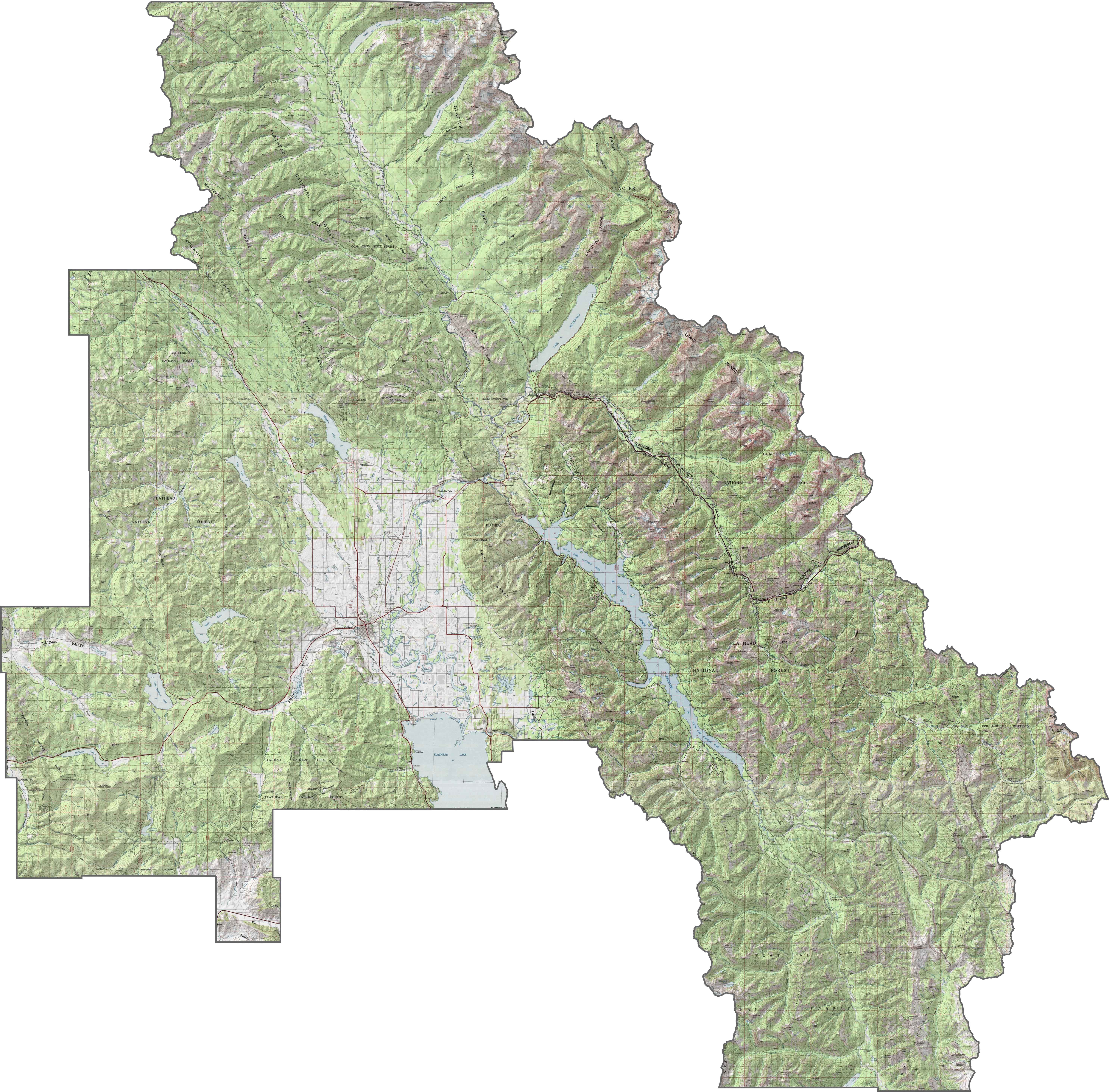 Flathead County Topographic Map Montana