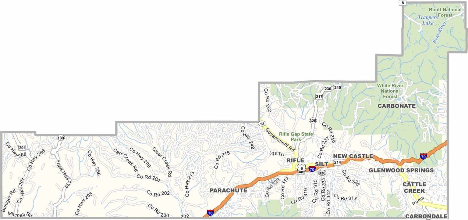 Garfield County Map Colorado