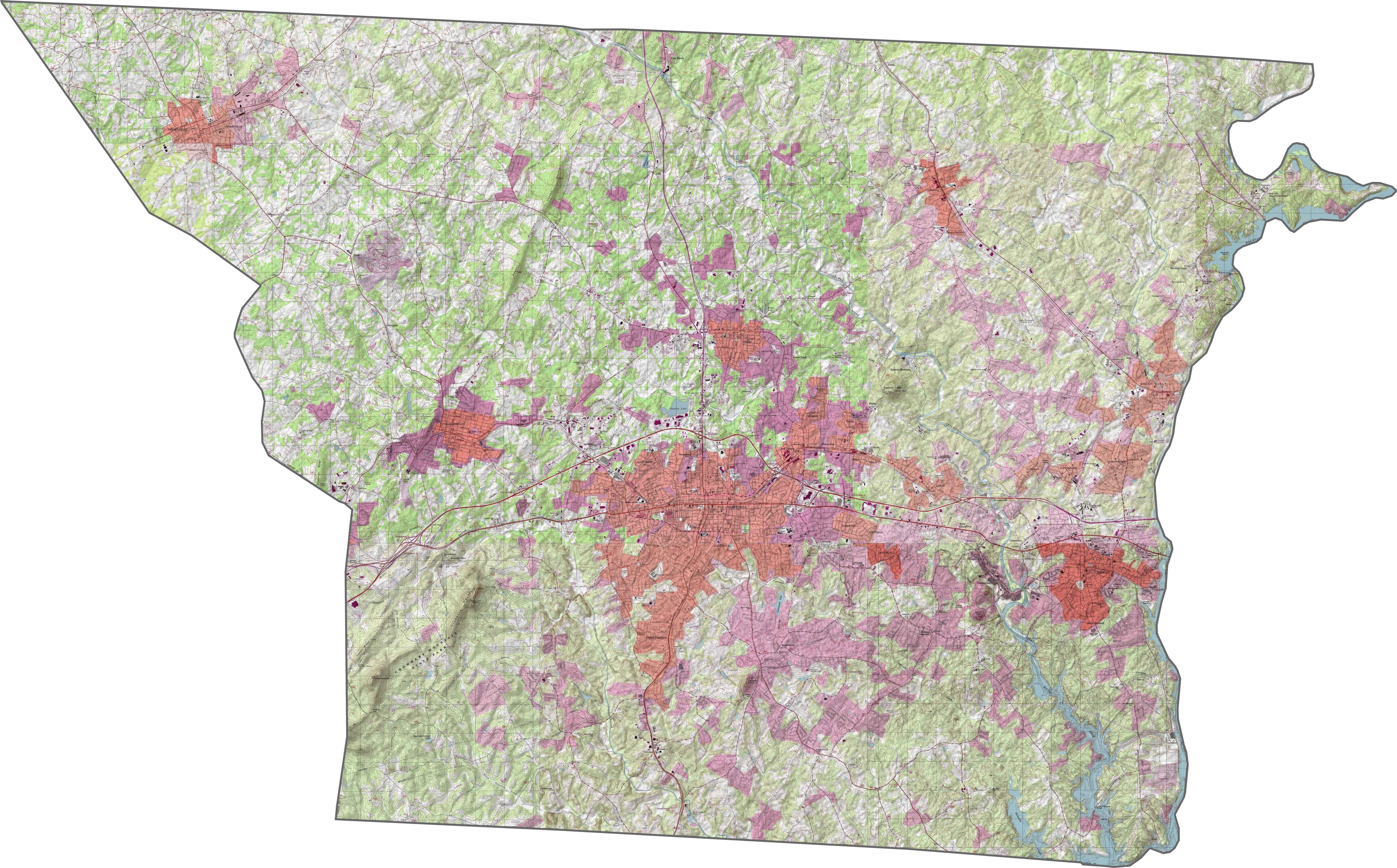 Gaston County Topographic Map North Carolina