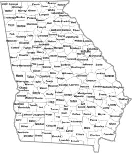 Georgia Simple County Map
