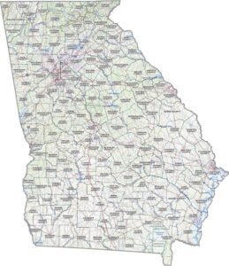 Georgia Topographic County Map