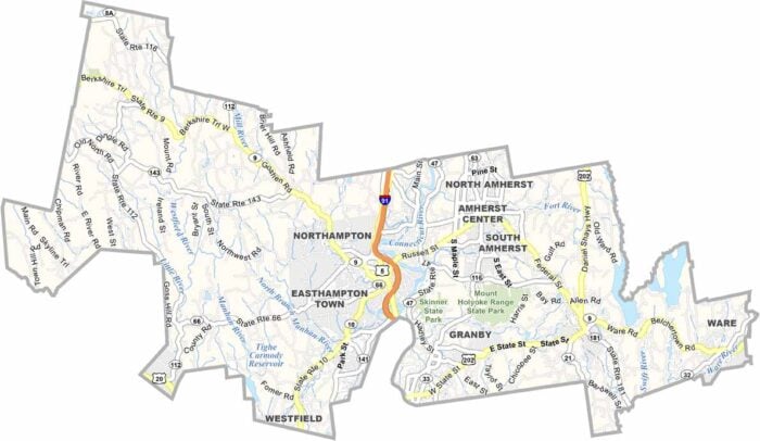 Hampshire County Map, Massachusetts