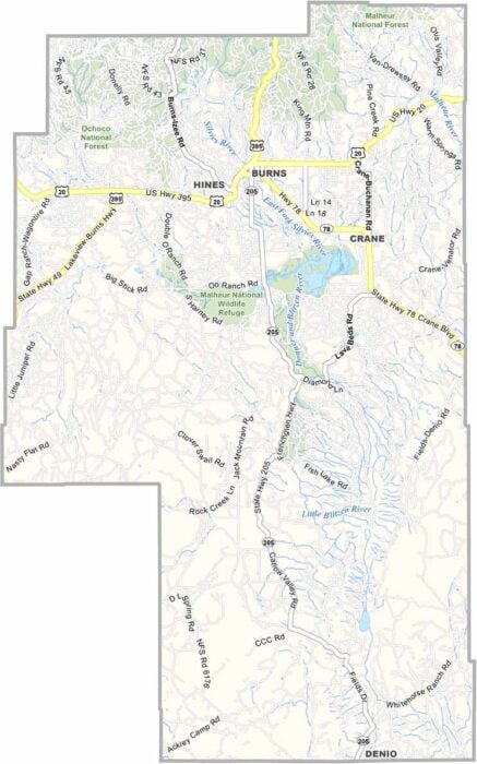 Harney County Map Oregon