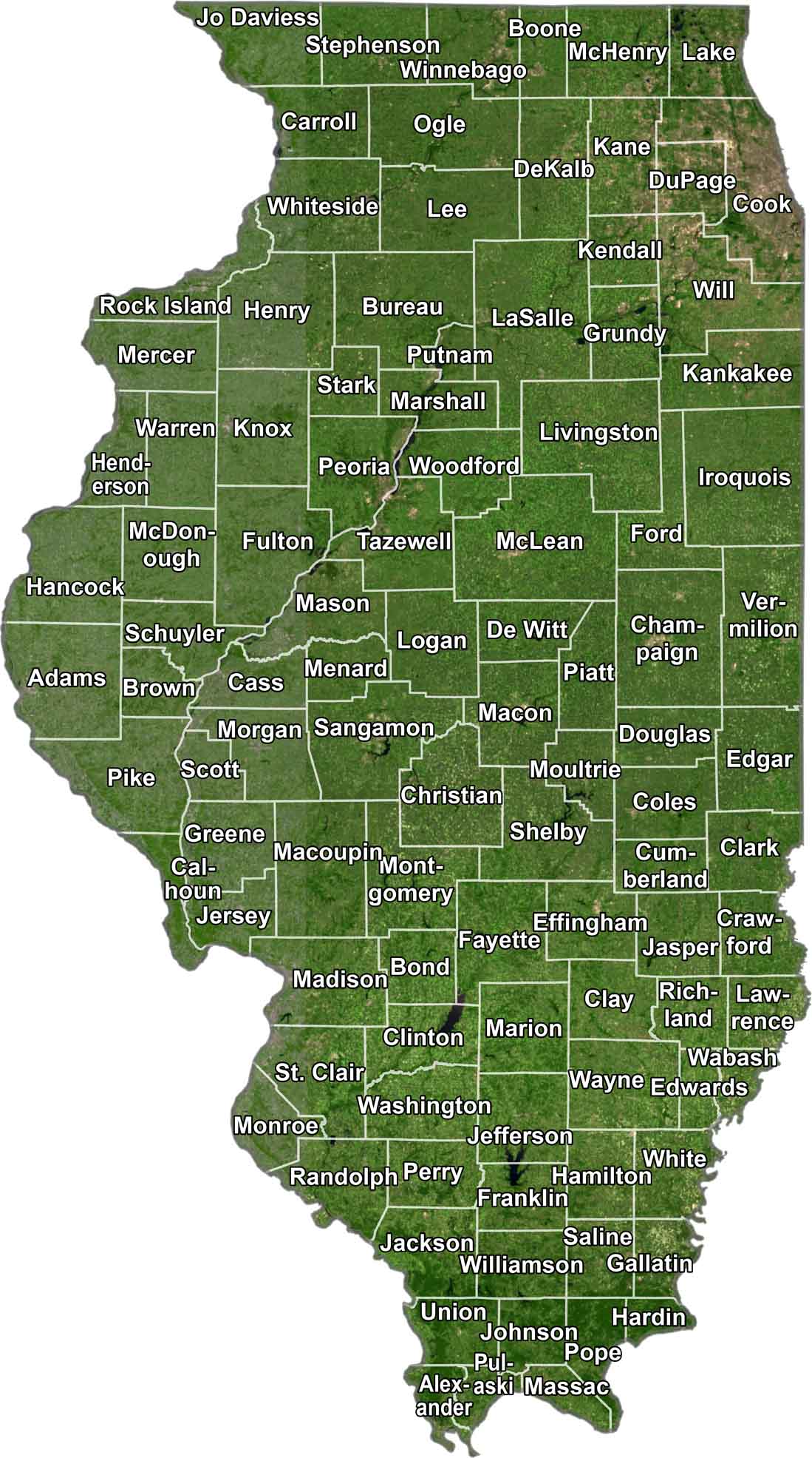 Illinois Satellite County Map