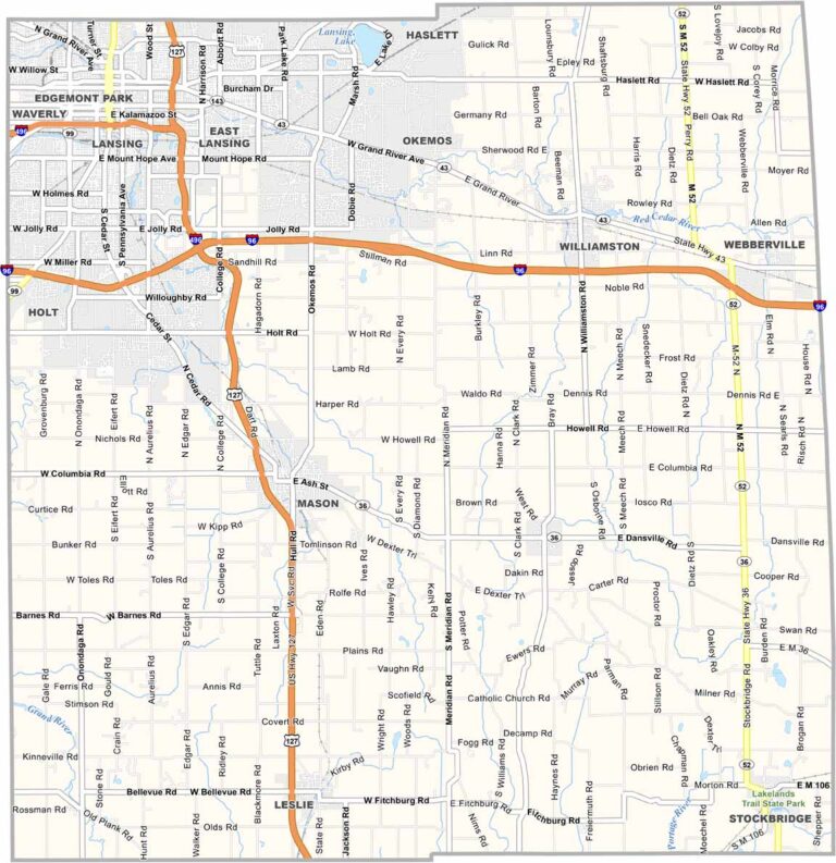 Ingham County Map, Michigan - US County Maps