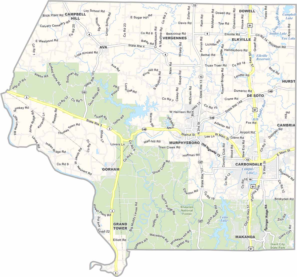 Jackson County Map Illinois