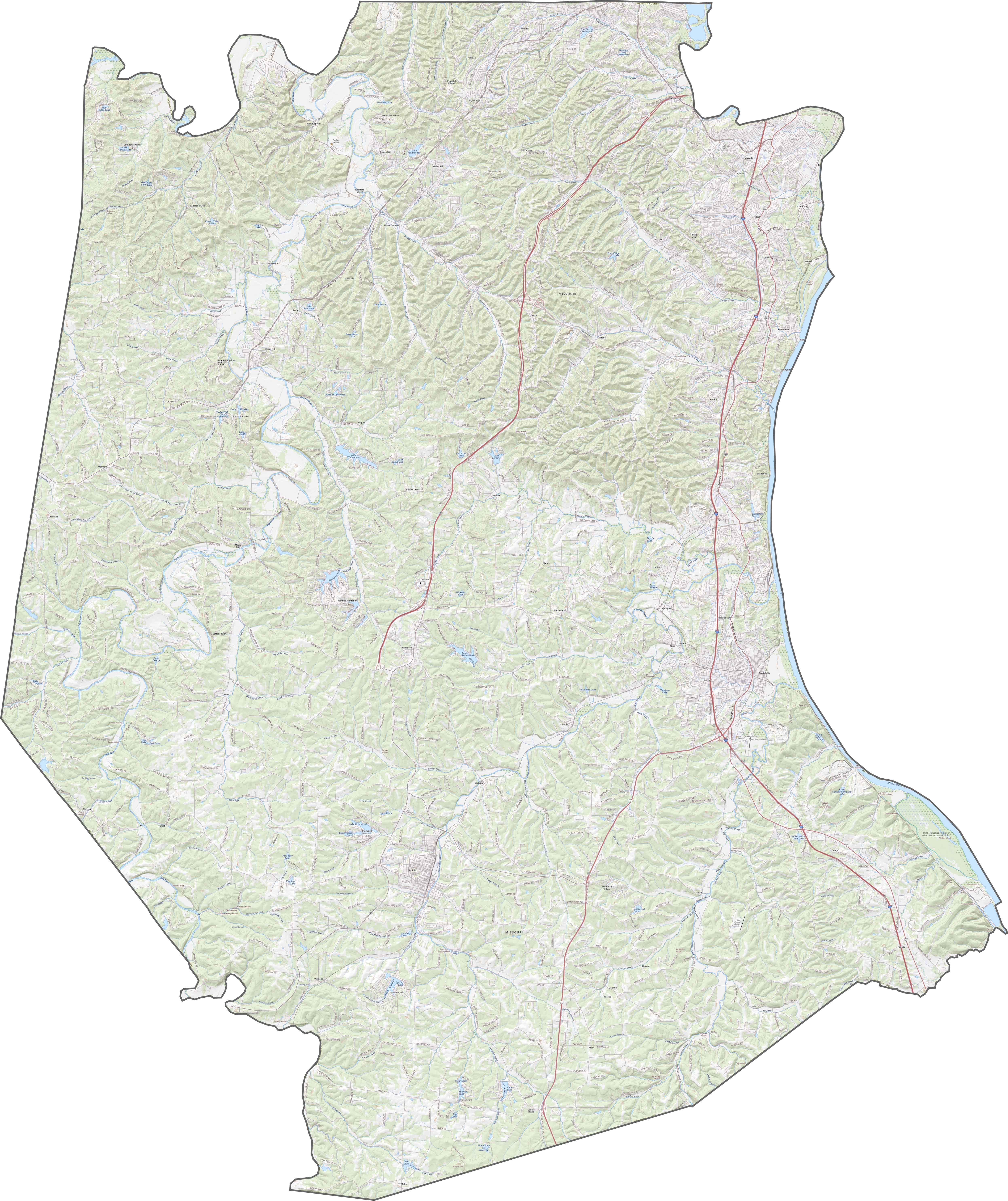 Jefferson County Road Map Missouri