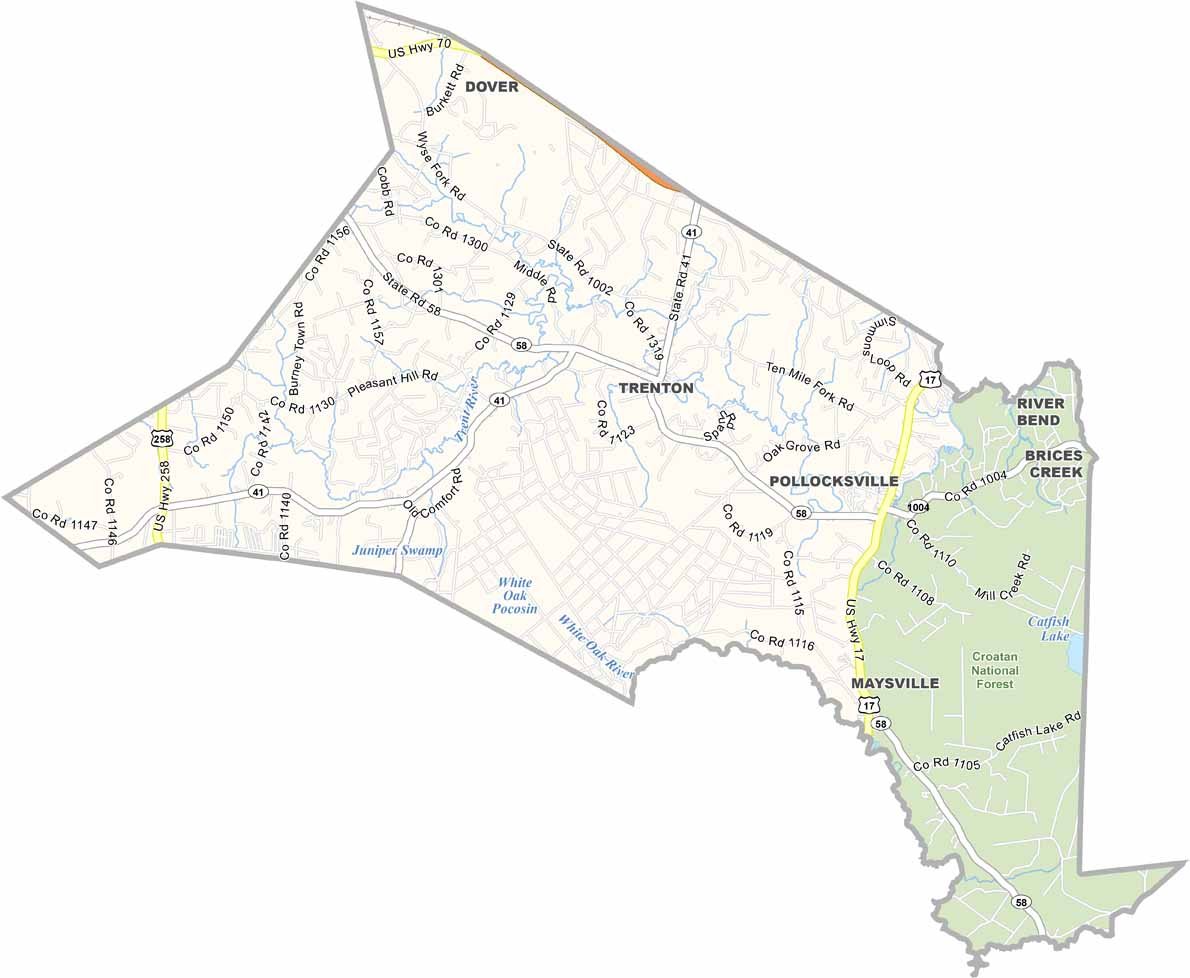 Jones County Map North Carolina