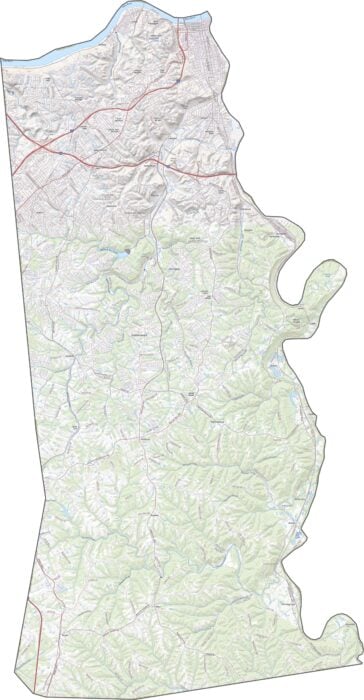 Kenton County Road Map, Kentucky
