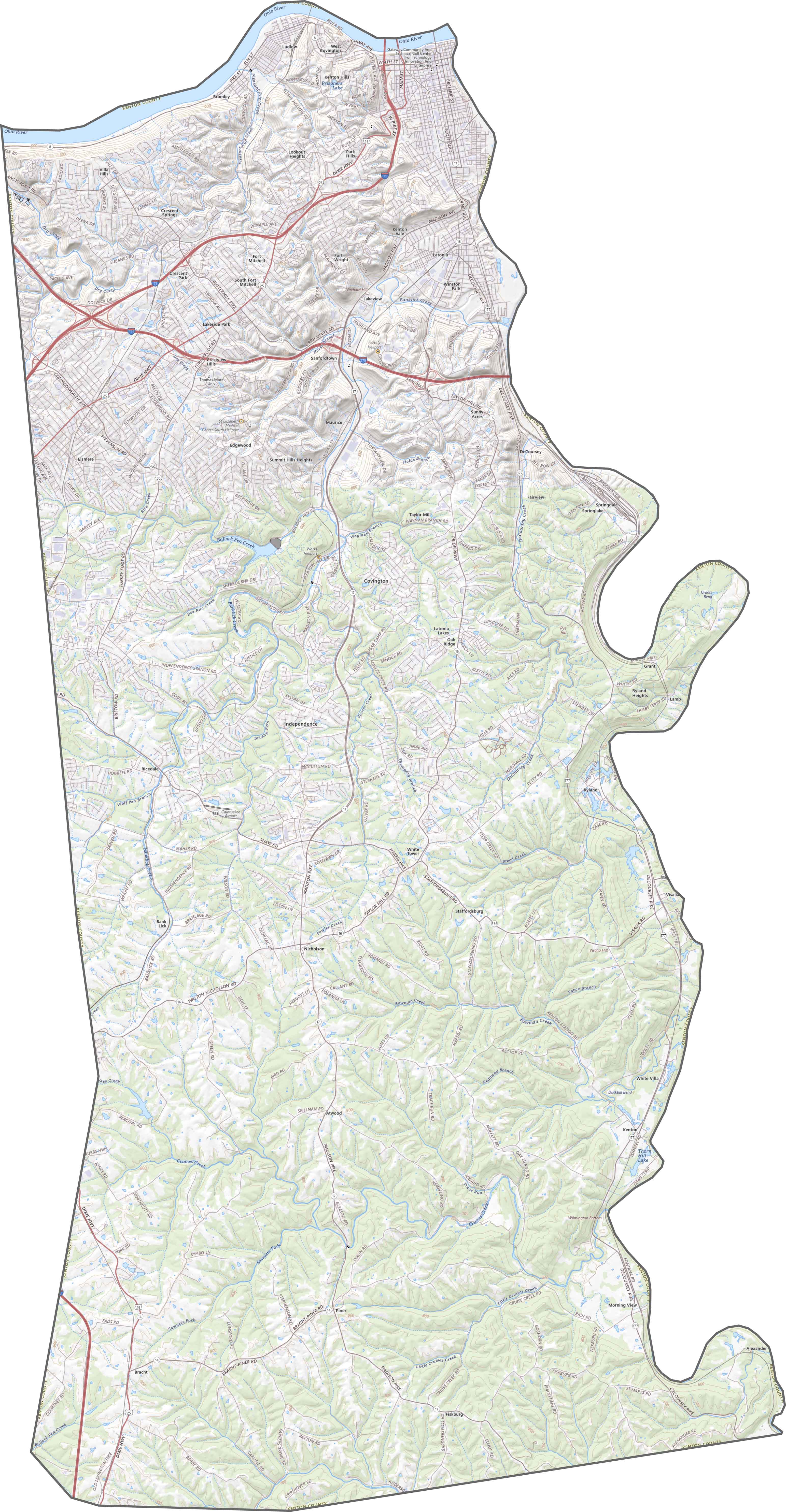 Kenton County Road Map Kentucky
