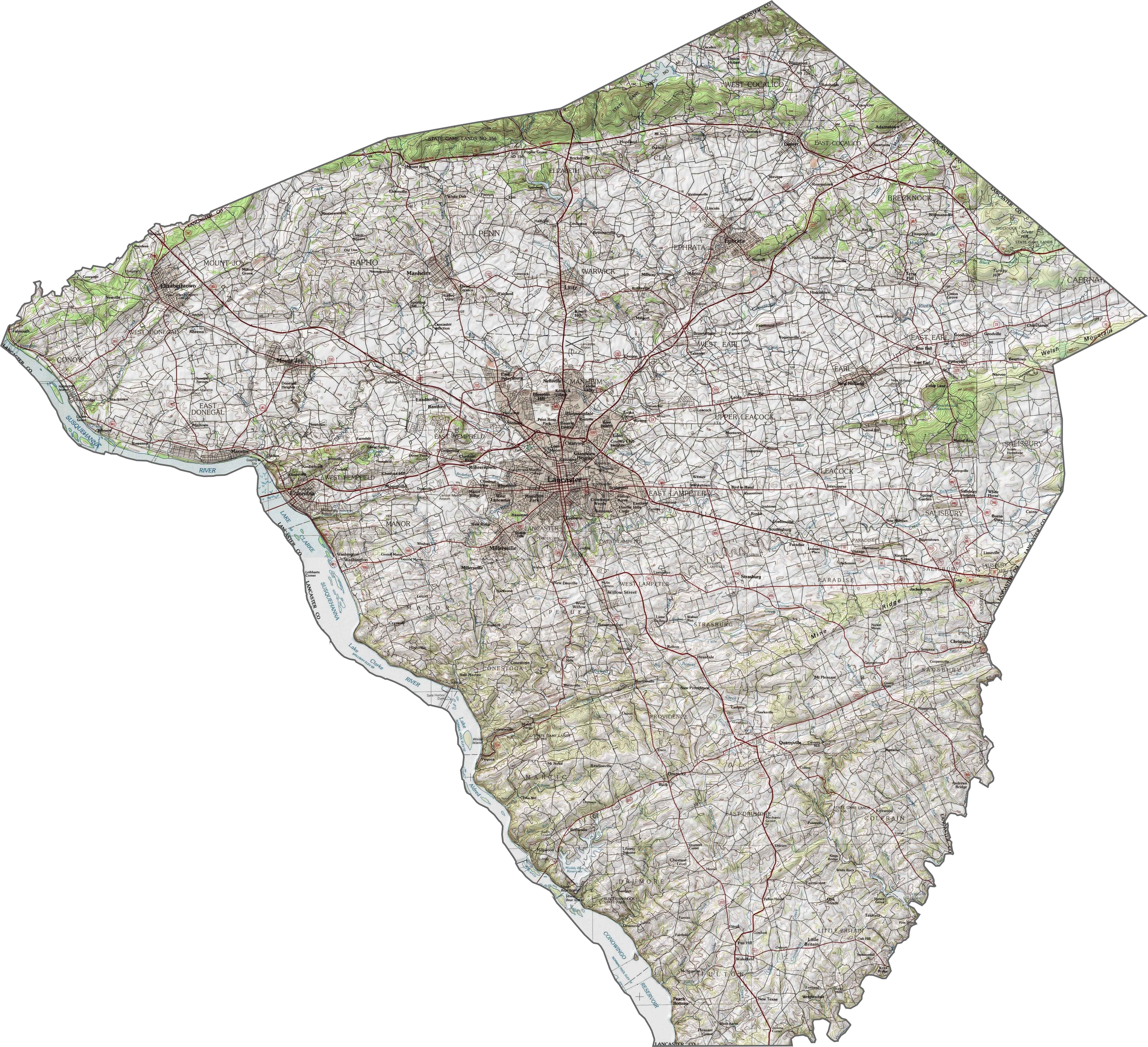 Lancaster County Topographic Map Pennsylvania
