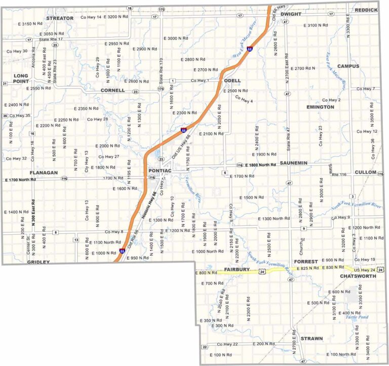 Livingston County Map, Illinois - US County Maps