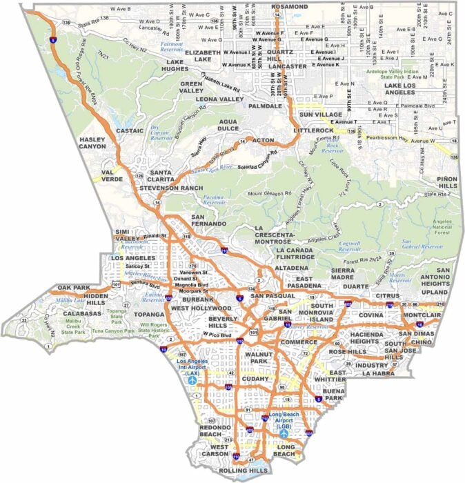 Los Angeles County Map California