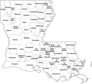 Louisiana Simple Parish Map