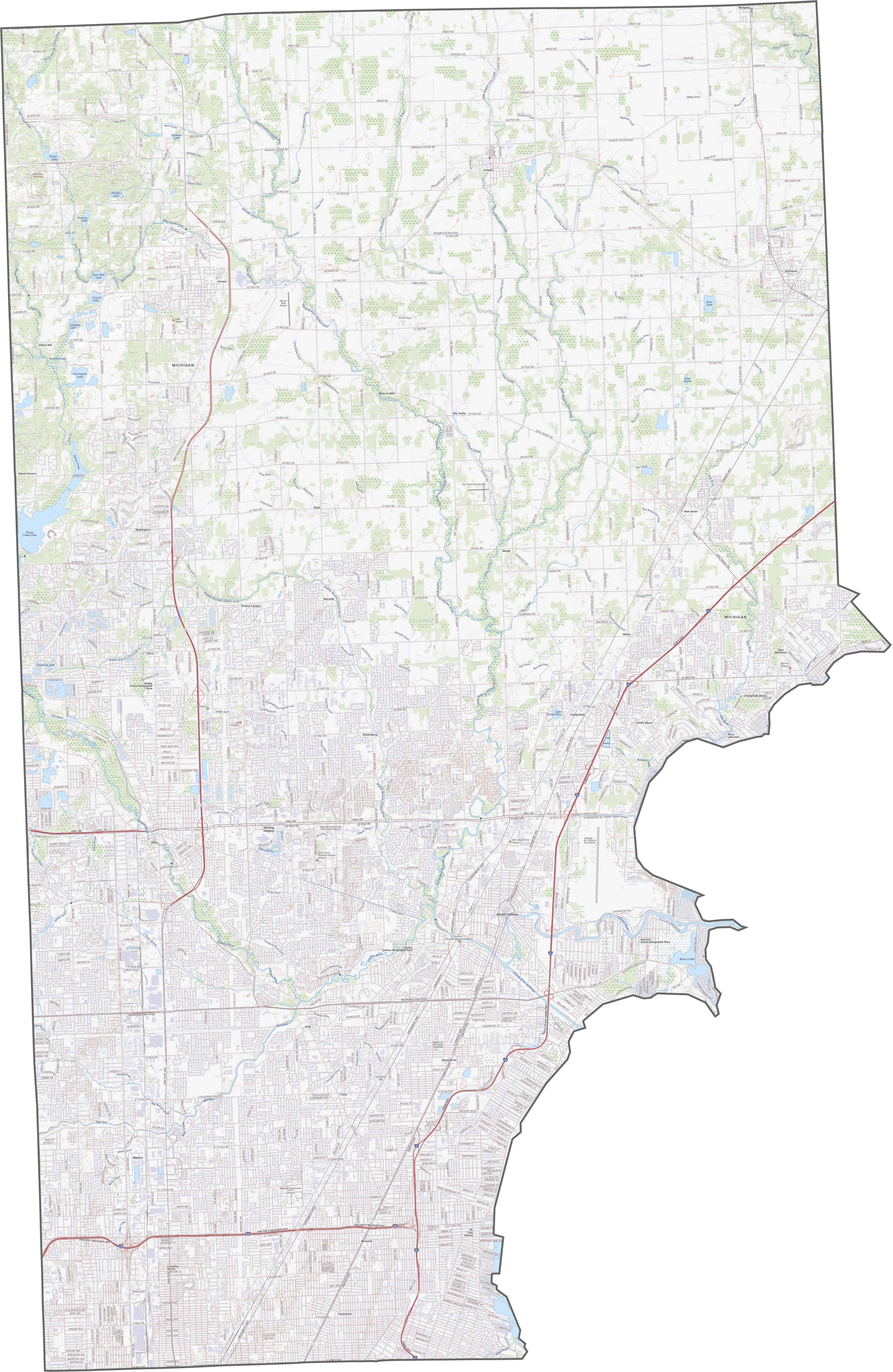 Macomb County Road Map Michigan