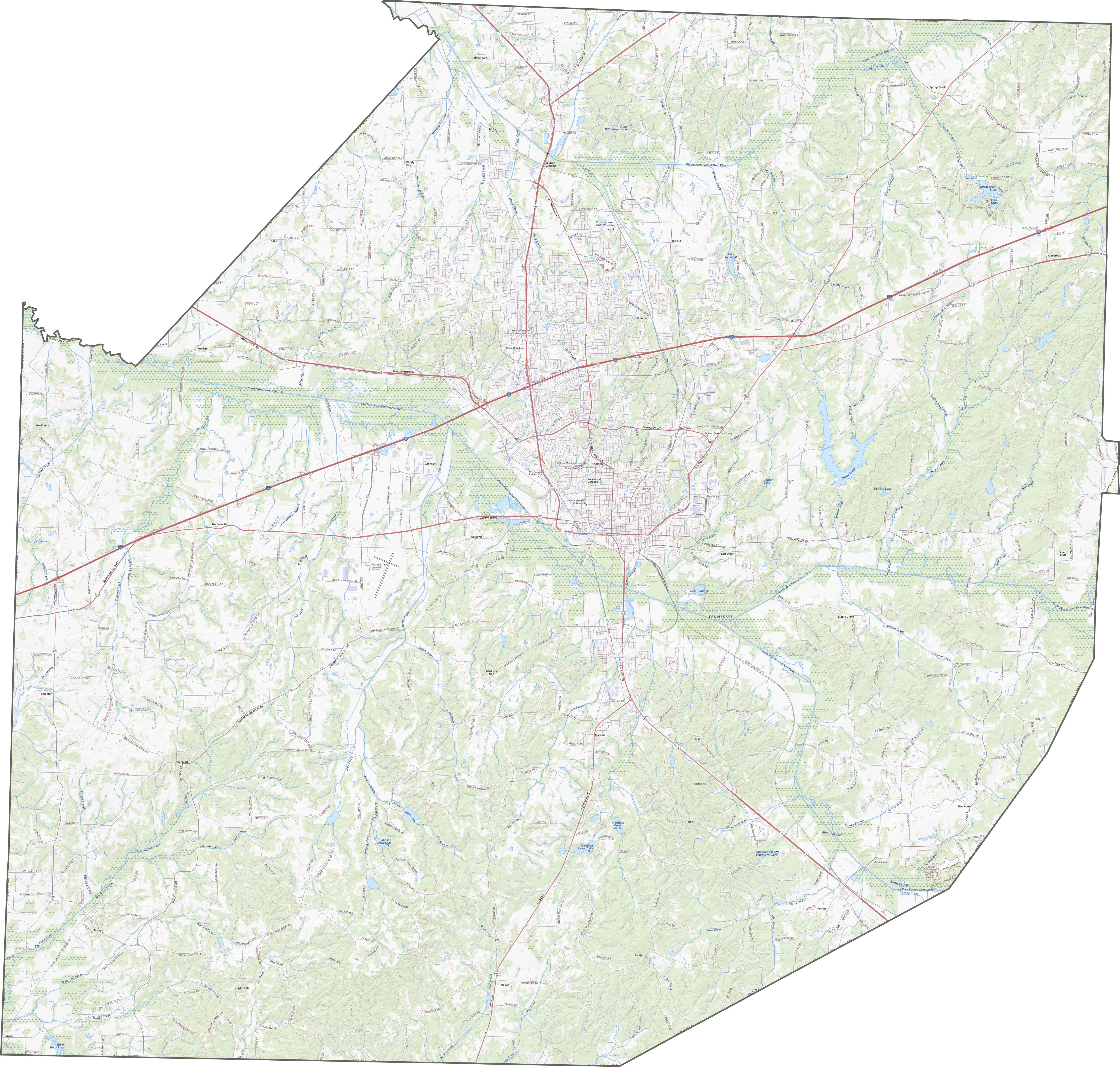 Madison County Road Map Tennessee