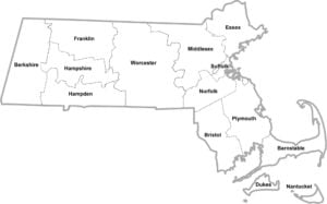 Massachusetts Simple County Map
