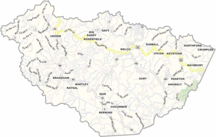 McDowell County Map, West Virginia - US County Maps