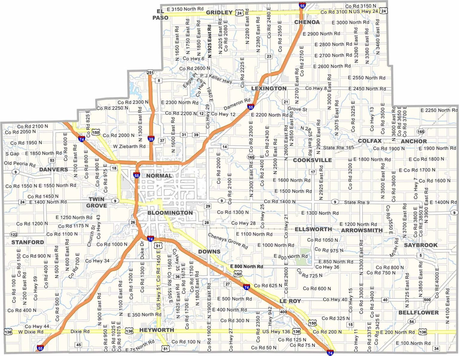 McLean County Map Illinois