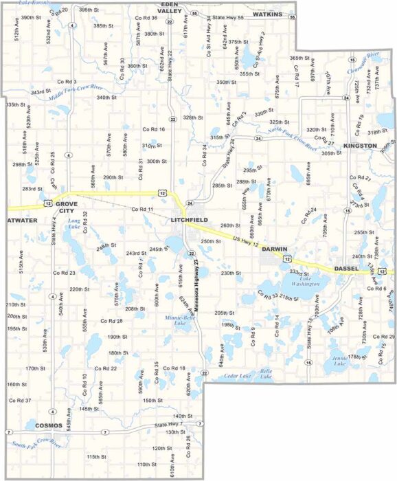 Meeker County Map, Minnesota - US County Maps