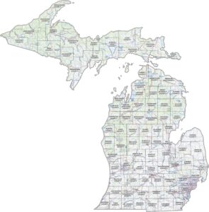 Michigan Topographic County Map