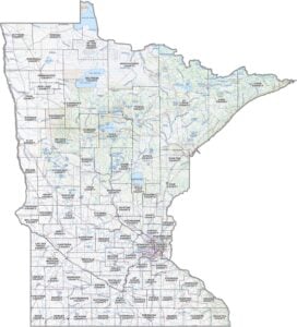 Minnesota Topographic County Map